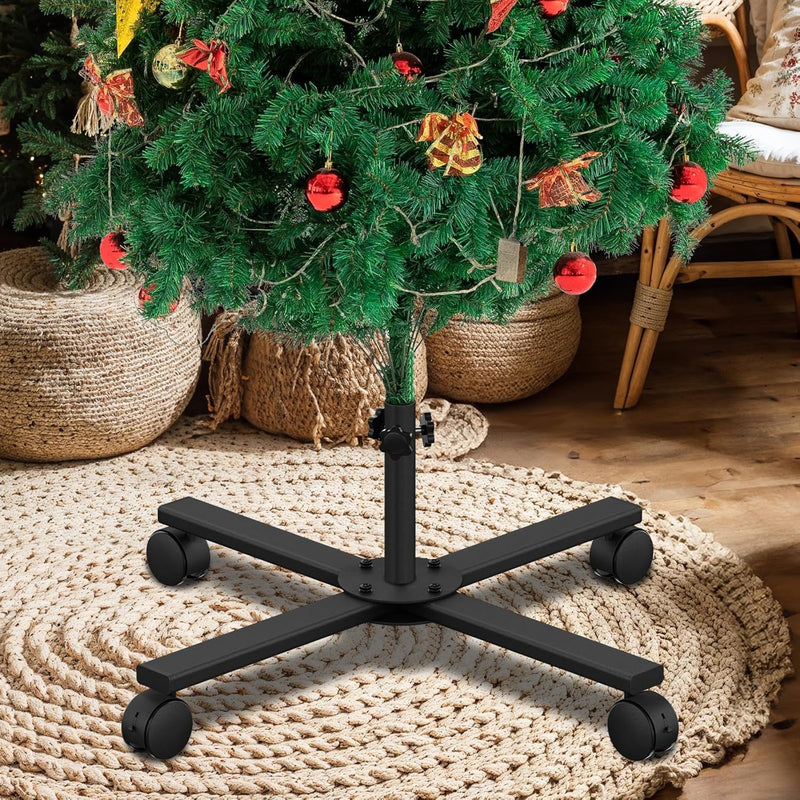 Christmas Tree Stand for Artificial Tree, Replacement Xmas Tree Stand Base with Universal Wheel for 3 FT to 6 Artificial Trees, Fits 0.5-0.86 Inch Tree Pole, Black