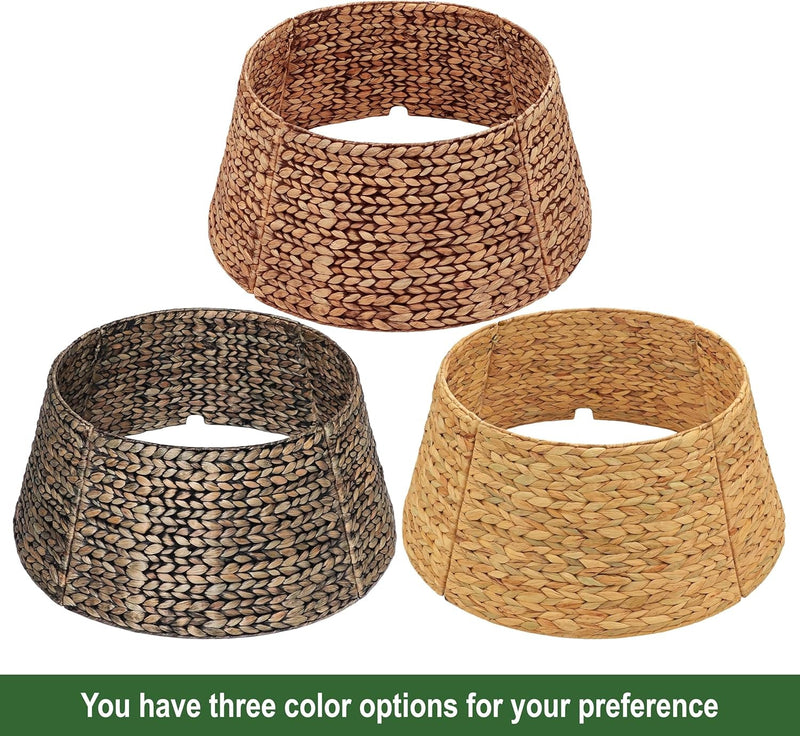 CENBOSS Christmas Tree Collar, Rattan Xmas Tree Collar for Artificial Trees, Woven Wicker Christmas Tree Skirt, Tree Stand Base Cover, Tree Basket Base Box, Christmas Tree Ring (Brown Wash, 24 Inch)