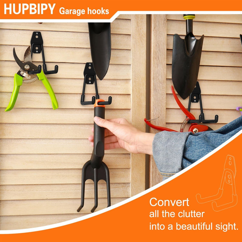 4 Pack Garage Hooks Heavy Duty,Utility Steel Garage Storage Hooks,Wall Mount Garage Hanger&Organizer for Organizing Garden Lawn Tools,Ladders,Bulk Items,Bikes,Ropes and More Equipment