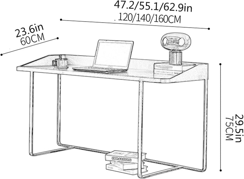 Computer Desk Side Table 120/140/160 Cm Simple Office Desk Home Computer Table Thickened Iron Frame Writing Desk Study Table Study Workstation Gaming Desk Large Desk(Size:1.4 Meters)