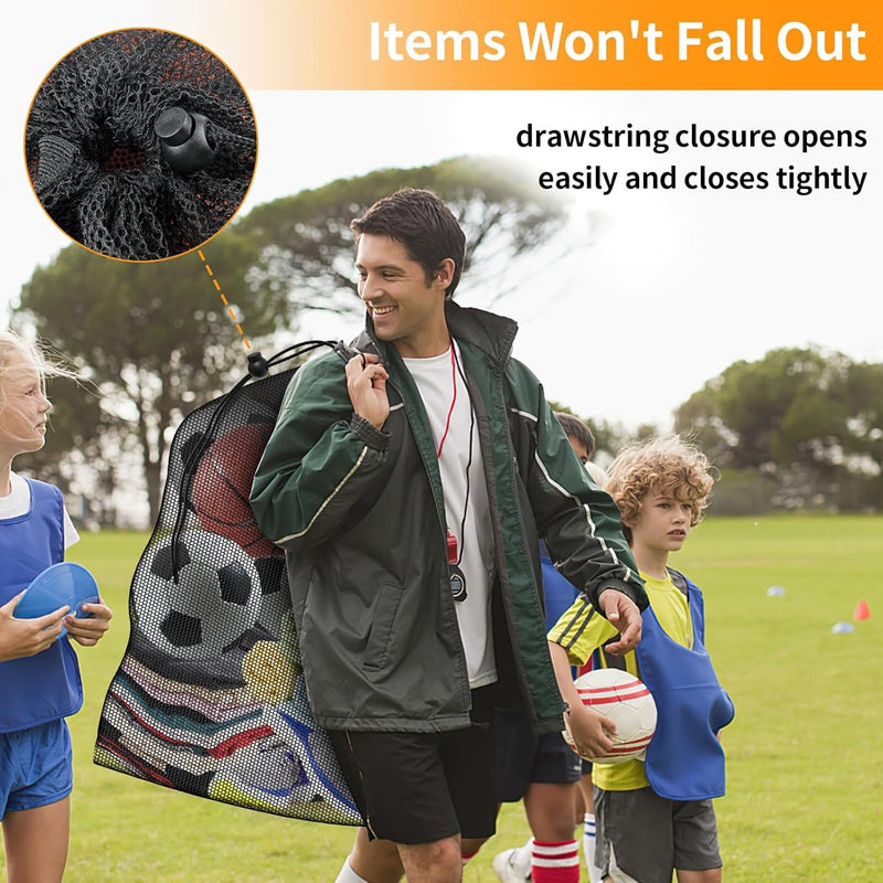 Extra Large Sports Ball Bag, Heavy Duty Breathable Mesh Storage Bag, 40" X 30" Hold 10-12 Soccer Basketball Volleyball Football, Adjustable Shoulder Strap, Ideal for Coaches, Team, Swimming Gear