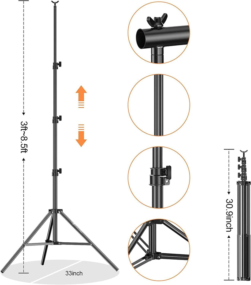 Backdrop Stand for Photoshoot, 8.5 X 10 Ft Heavy Duty Back Drop Adjustable Stands, Photography Background Support System Kit with Carry Bag for Photo Video Studio, Parties, Wedding