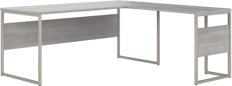 Bush Business Furniture Hybrid L Shaped Table Desk with Metal Legs, 72W X 30D, Black Walnut