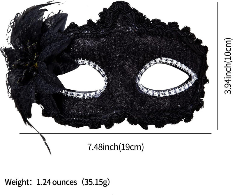 Boobeen Halloween Lace Mask, Masquerade Venetian Mask Lace Eye Mask, Half Face Masquerade Mask for Carnival Ball Dress Party