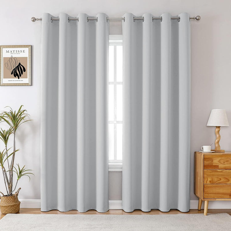 99% Blackout Curtains & Drapes Panels 84 Inches Darkening Curtains - Thermal Insulated Curtain for Bedroom-Black 84 Inches Long Grommet Window Curtain 2 Panels Set, W 52" X L 84"