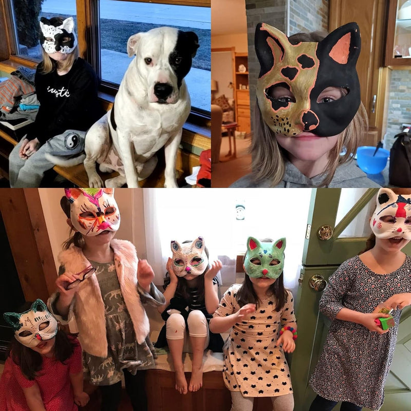 Cat Masks | 10 Pack | Mask Painting for Kids | Arts & Crafts for Children - Boys or Girls - Halloween | Party Favor | Fall Classroom Activity