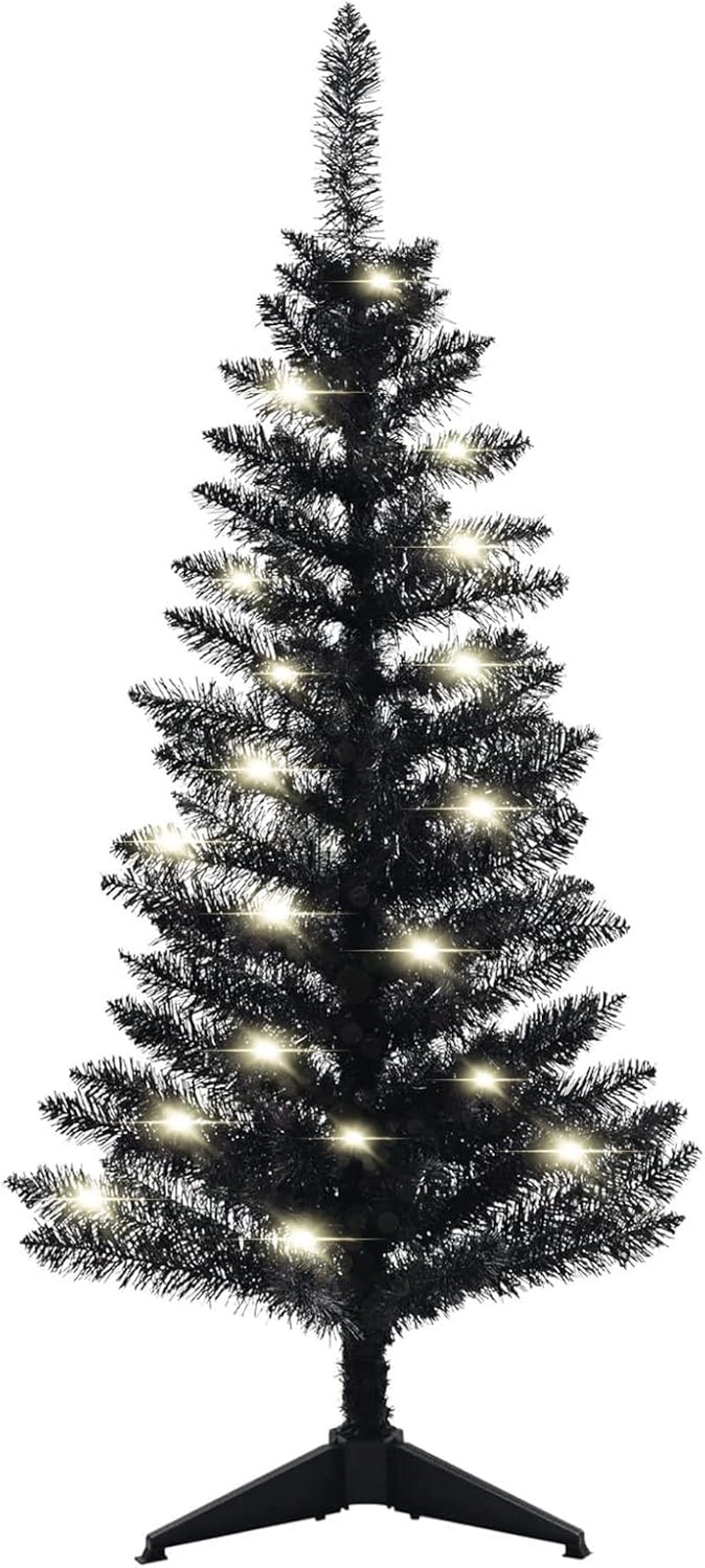 3FT Pre-Lit Artificial Mini Christmas Tree, Premium Small Fake Christmas Tree with String Lights for Home Office Holiday Party Decoration with Foldable Stand, Easy Assembly, White Tinsel