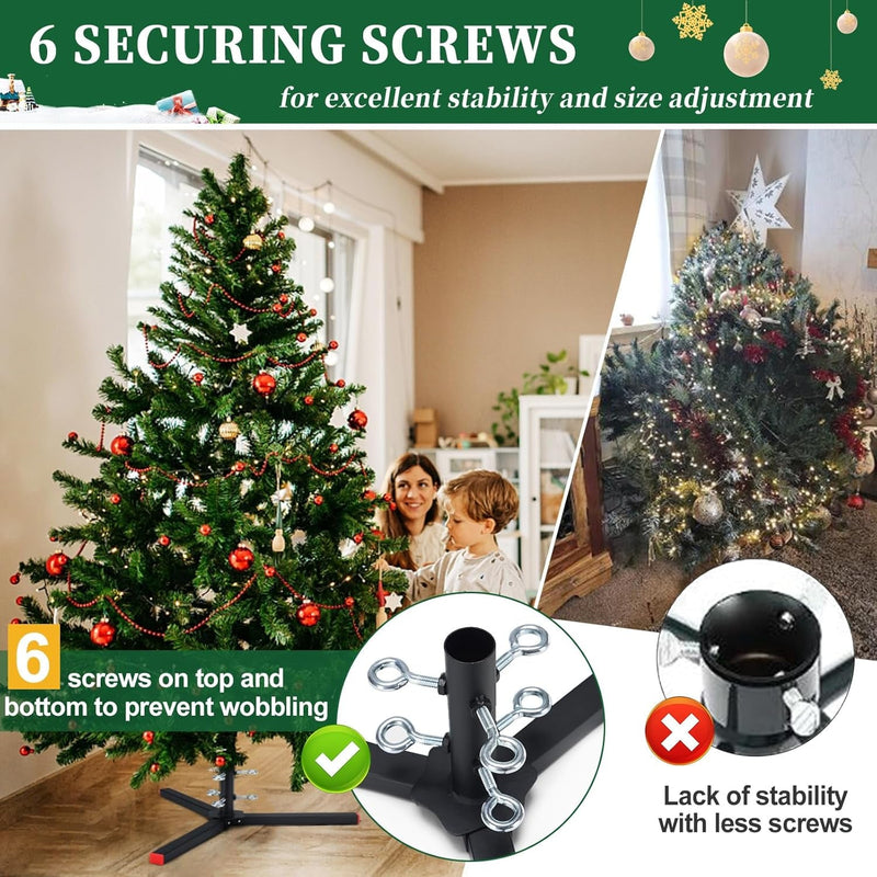 Christmas Tree Stand for Artificial Trees, Universal Metal Christmas Tree Base Replacement Christmas Tree Holder Stand for 4-10FT Xmas Tree, Fits Tree Trunk Less than 1.1 Inch Diameter