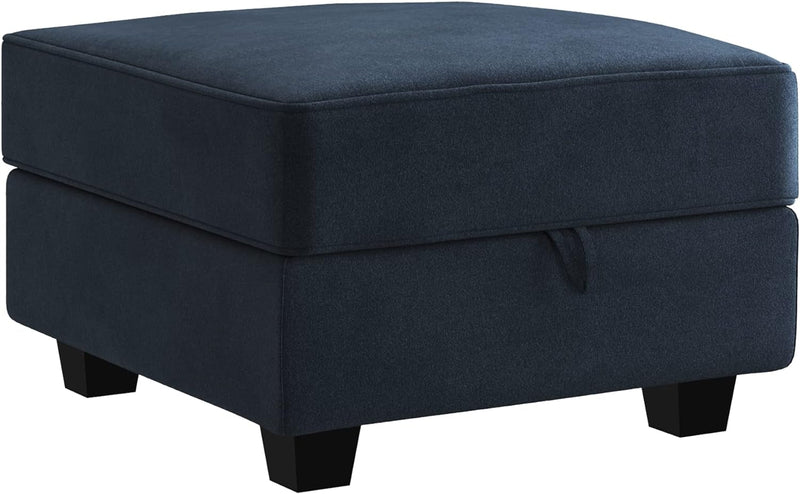 HONBAY Middle Module for Modular Sectional Sofa Couch, Accent Armless Chair with Storage Seat, Velvet Black