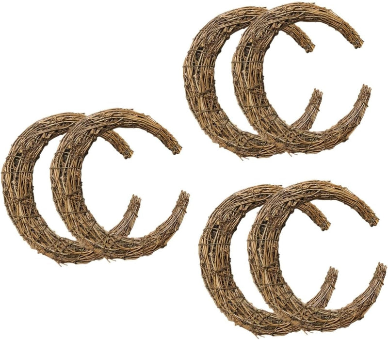 BESTOYARD 6 Pcs Rattan Garland Crescent Moon Grapevine Wreath Moon 8 Inch Garland Wedding Hanging Wreath Miniture Decoration Wedding Decorations Vine Branch Rattan Modeling Artificial Flower Iron