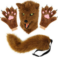 Animal Dog Head Mask Realistic Furry Plush Tail Claw Gloves Full Wolf Masks for Halloween Party Carnival Cosplay