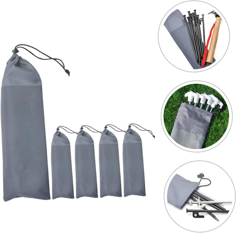 5 Pcs Oxford Cloth Camping Tent Stakes Bags Multi Function Peg Bags Portable Storage Camping Accessories