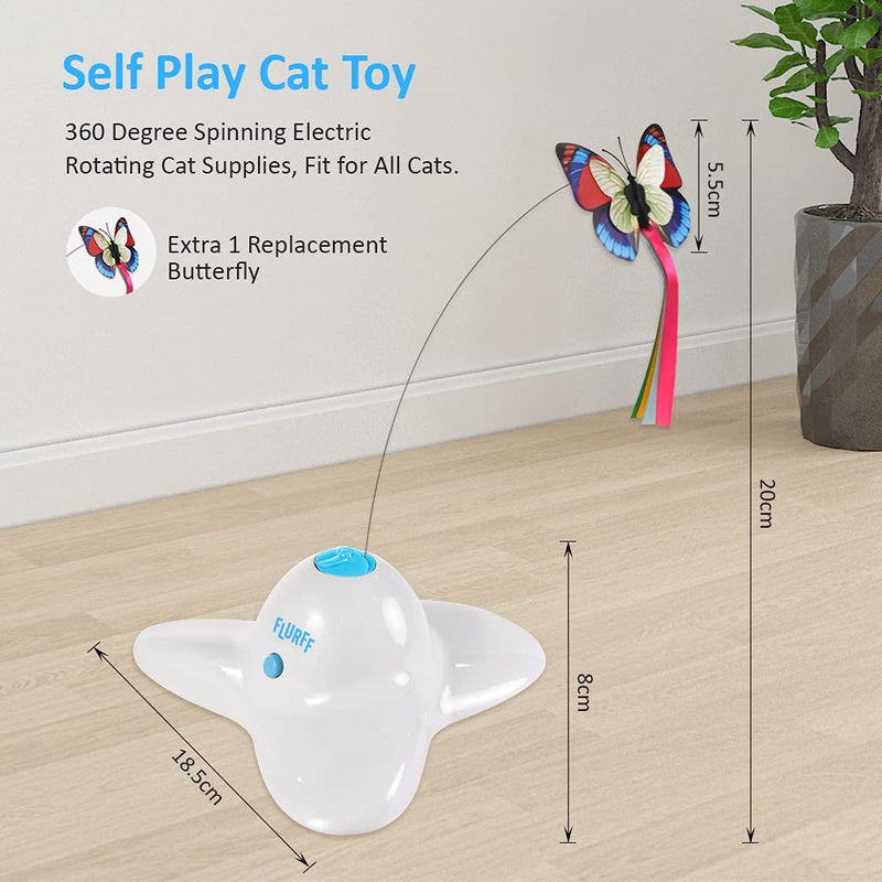 Flurff Zenes Cat Toys, Funny Exercise Electric Flutter Rotating Kitten Toys, Cat Teaser with Butterfly Replacement