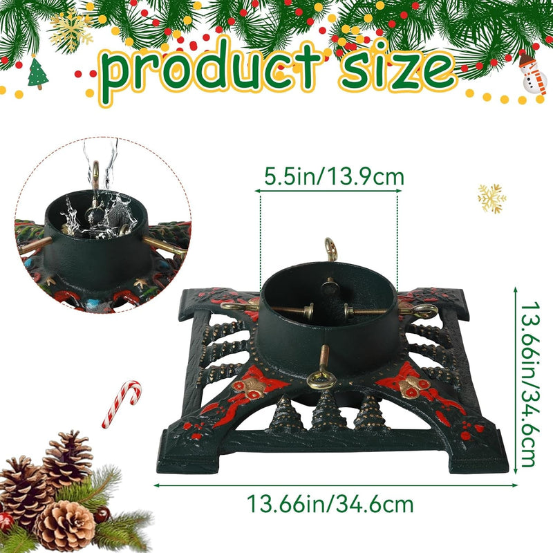 Christmas Tree Stand for Real Trees,Heavy Duty Xmas Tree Holder Base Cast Iron Fits up to 8FT Artificial Trees for Christmas Tree Decoration