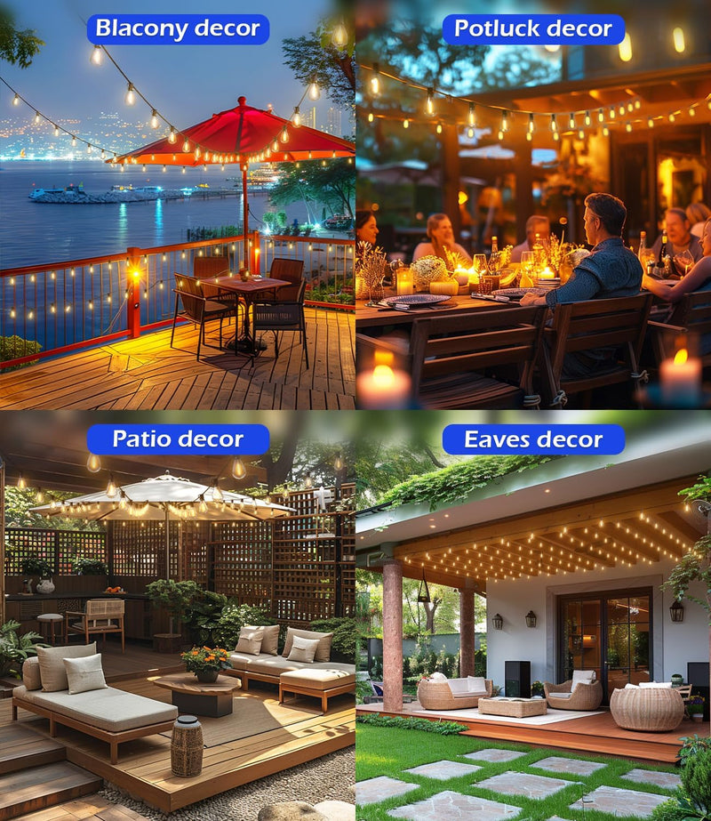 120FT LED Outdoor String Lights with 30+2 Edison Shatterproof Waterproof Bulbs, 2700K Commercial Grade Patio Lights, Heavy Duty outside Hanging Outdoor Lights for Garden Porch Deck Decor