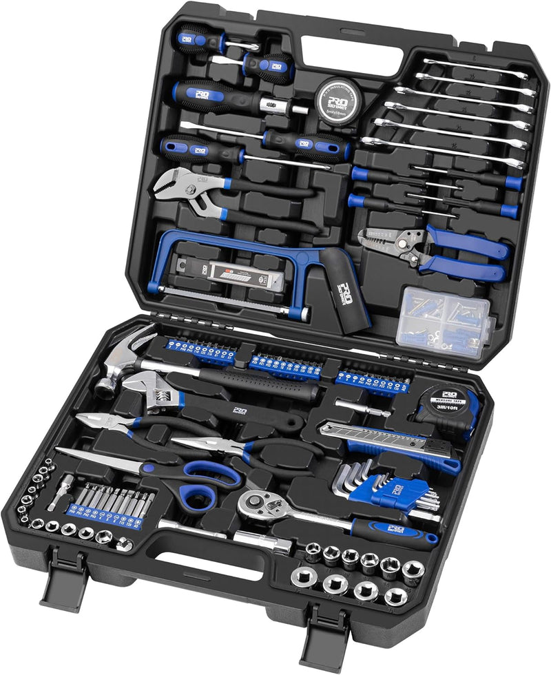 216-Piece Household Tool Kit, Prostormer Multi-Purpose DIY Home/Auto Repairing Hand Tool Set with Hammer, Pliers, Screwdriver Set, Wrench Sockets and Plastic Toolbox Storage Case