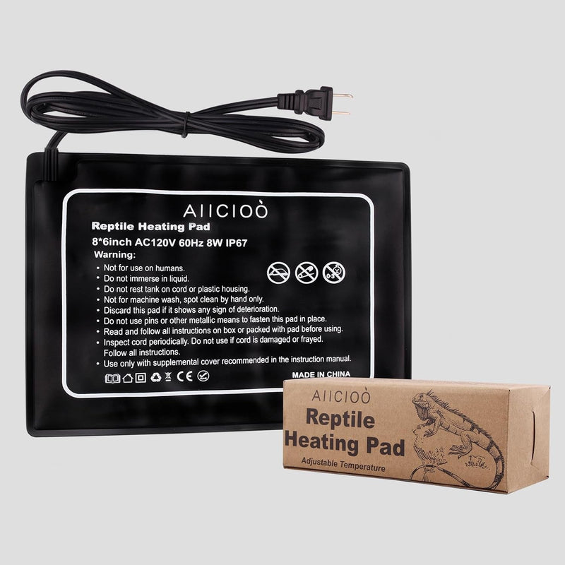 Aiicioo under Tank Heater Thermostat - Reptile Heating Pad with Temperature Control Reptile Heat Mat for Combo Set for Hermit Crab Lizard Terrarium 16W