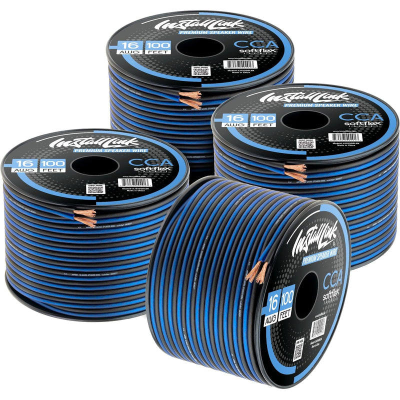 16 AWG Gauge Speaker Wire Cable Stereo, Car or Home Theater, CCA (100 Feet) by Install Link