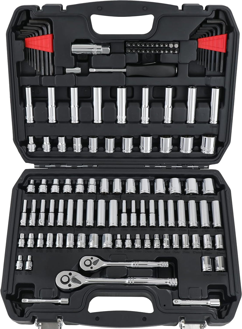 Amazon Basics Mechanic'S Tool Socket Set with Case, 123-Piece