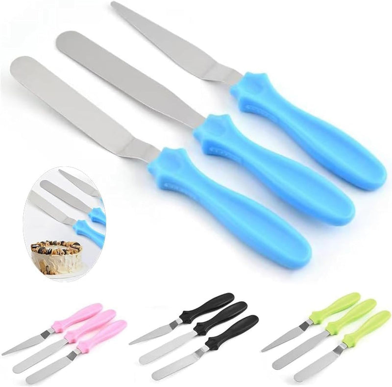 Cake Cream Spatula 5 Pieces, Stainless Steel Cake Apatula with Frosting Icing Decorating Knife Art Painting Baking Pastry Tool Palette Knife for Cake Fondant Chocolate (5 Pcs)