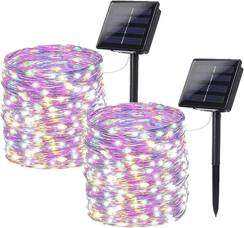 2-Pack Solar String Lights Outdoor, 144FT 400 LED Solar Fariy Lights with 8 Modes, Copper Wire Outdoor Waterproof Solar String Lights for Patio Yard Tree Wedding Decorations(Warm White)