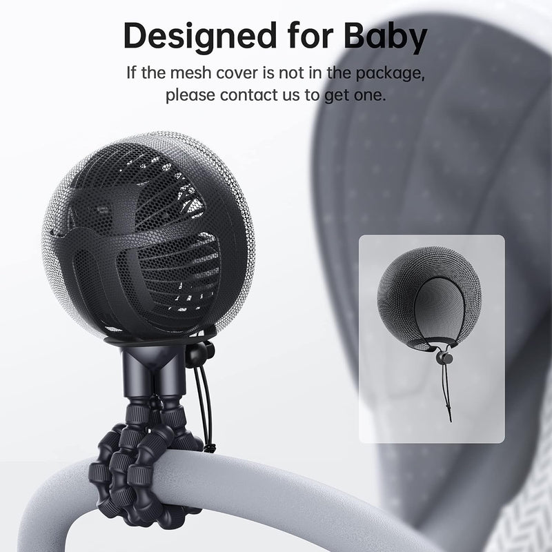 GUSGU Stroller Fan Clip on for Baby, Flexible Tripod & Rechargeable Battery, Small Personal Fan, Mini Portable Fan for Travel, Handheld, Car (Black)