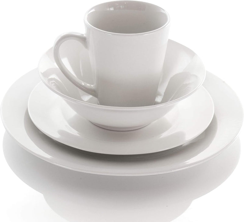 Elama Service for Four 16 Piece Porcelain Dinnerware Set, White-Round 1