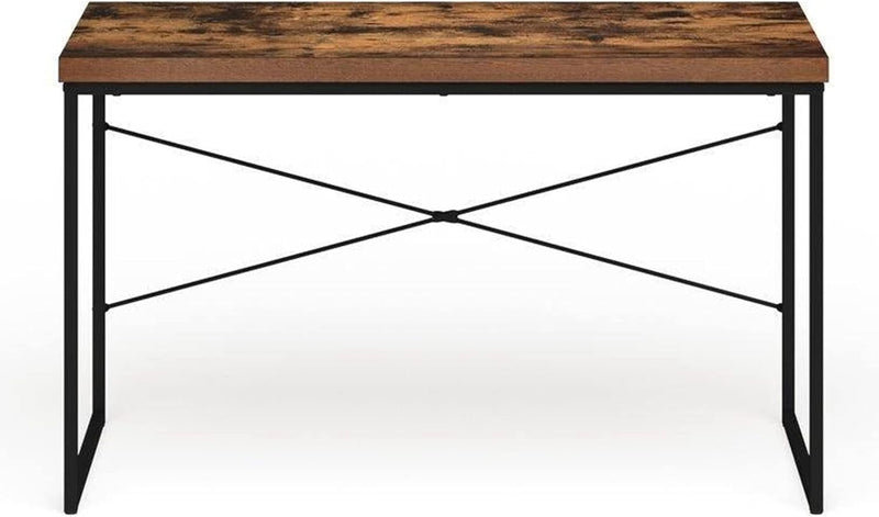 Benjara Benzara Wooden Rectangular Desk with Metal Legs, Brown and Black Medium