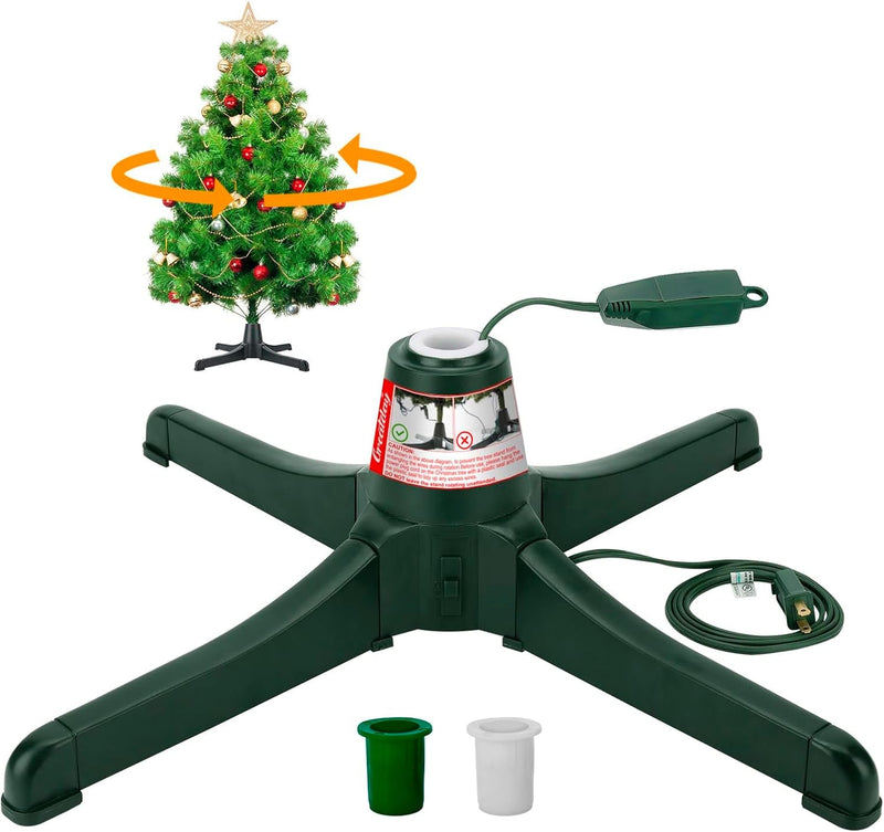 GREATDAY Rotating Christmas Tree Stand with Foot Switch,360-Degree Rotating Christmas Tree Stand,Up to 7.5Ft and 80 Pounds Artificial Tree,With 3 Settings Trunk Diameter