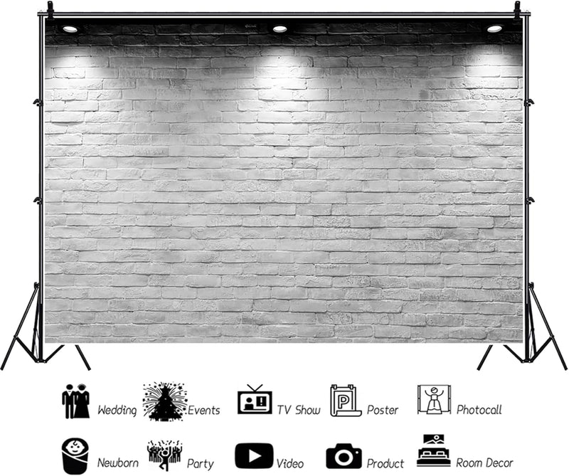 Baocicco Vinyl 15X10Ft Backdrop Photography Background White Brick Wall Computer-Print Seamless Photo Background Children Baby Adults Portraits Photo Studio Props