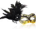 2024 New Blue and Black Masquerade Mask for Women with Feathers - Womens Mascarade Venetian Mask for Masquerade Party, Mardi Gras, Halloween Cosplay Prom, Christmas