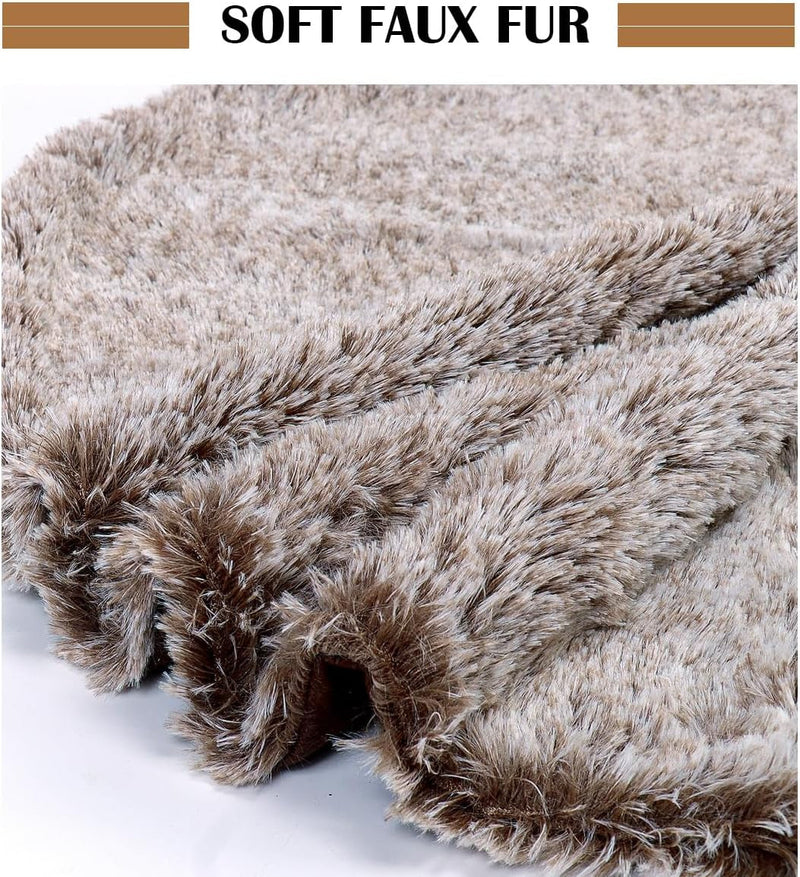 GMOEGEFT Christmas Tree Skirt 24 Inches Brown Plush Faux Fur for Slim Pencil Tree Xmas Holiday Decorations Ornaments