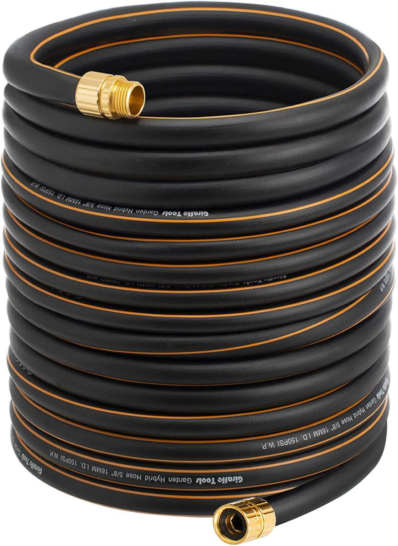 Giraffe Tools Leader Hose 5/8" X 4Ft, Custom Length, No Kink, Flexible, Leakproof Water Hose, Double Female Fittings, 600 Burst PSI, 4Ft, Black Orange