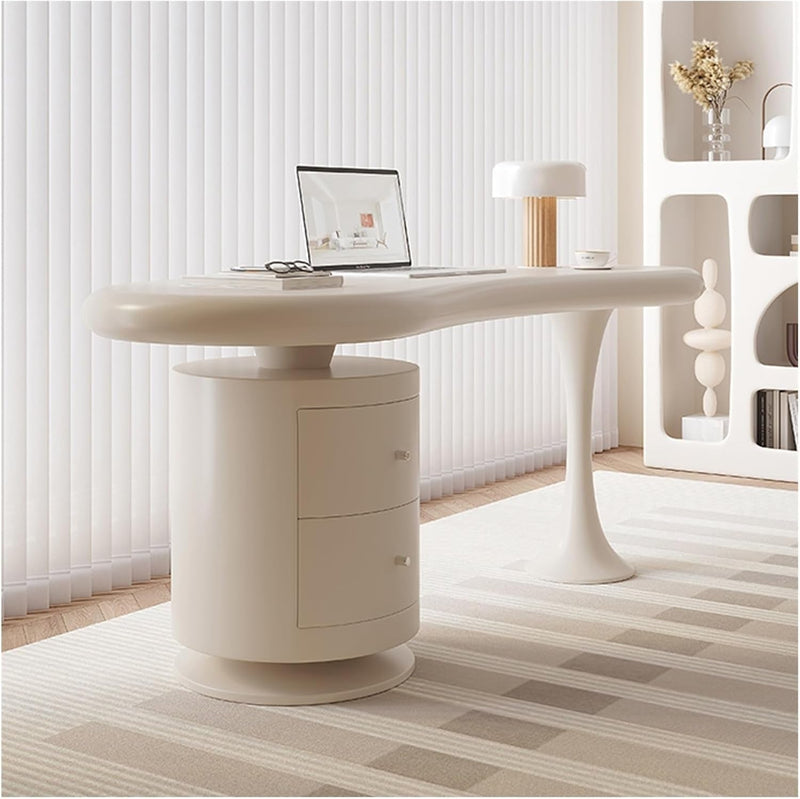 Computer Desk Side Table Creative Desk Home Cream Style Office Desk Bedroom Desk Study Table with Storage Drawer Cabinet Computer Table Gaming Desk Large Desk