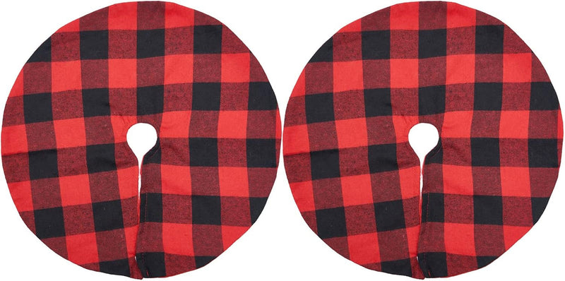 2 Pack Christmas Tree Skirt Decorations 15 Inch Mini Xmas Tree Skirt, Buffalo Plaid Tree Skirt for Family Christmas Party Holiday Decoration