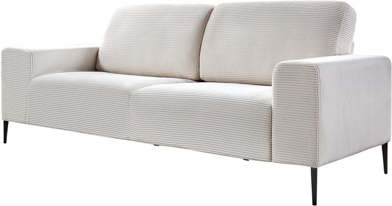 AMERLIFE Couch, 89 Inch 3 Seater Sofa Couch- Cozy Couch with Extra Deep Seats, Modern Sofa Couch for Living Room, White Corduroy