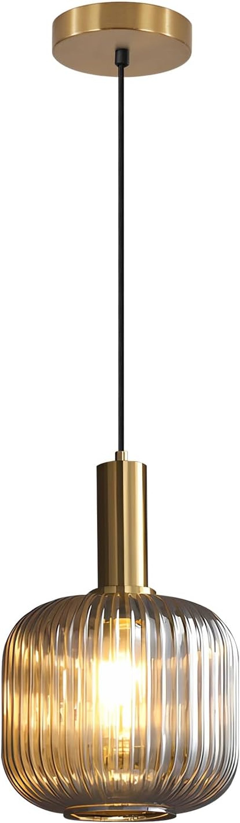 BOKT Green 3-Light Cluster Pendant Lights Mid Century Modern Ceiling Hanging Lighting 7.9" Farmhouse Gold Pendant Lights Kitchen Island with Ribbed Hand Blown Glass for Living Room Dining Room