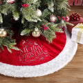 48 Inches Christmas Tree Skirt, Luxury Red Velvet Tree Skirt with Sequin Embroidery for Xmas Holiday Party Decorations Christmas Ornaments