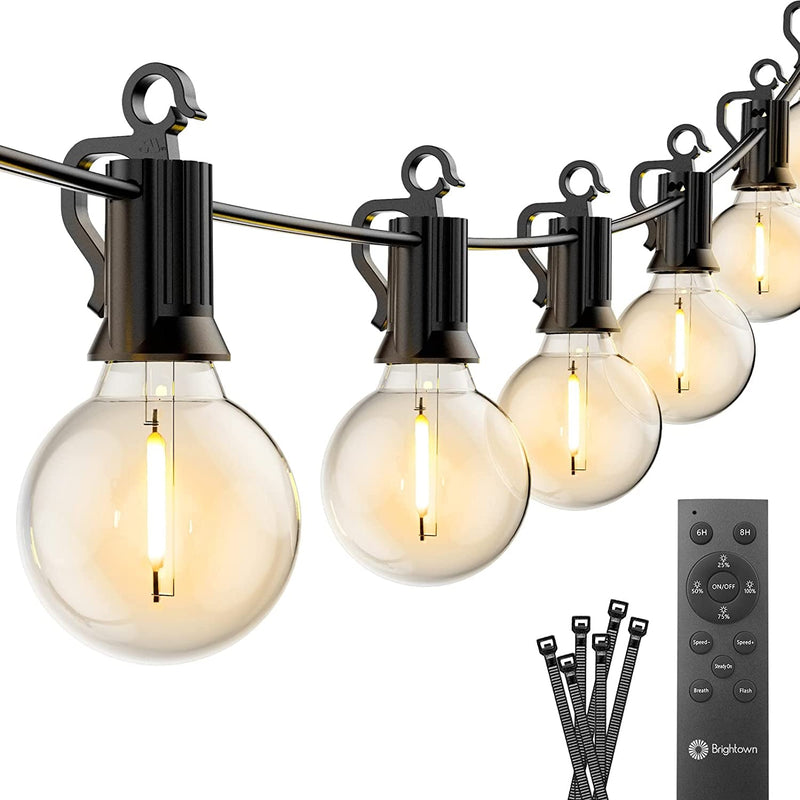 Brightown Outdoor String Lights - Connectable Dimmable LED Patio String Lights with G40 Globe Plastic Bulbs, All Weatherproof Hanging Lights for outside Backyard Porch (50 Ft - 25 LED Bulbs)