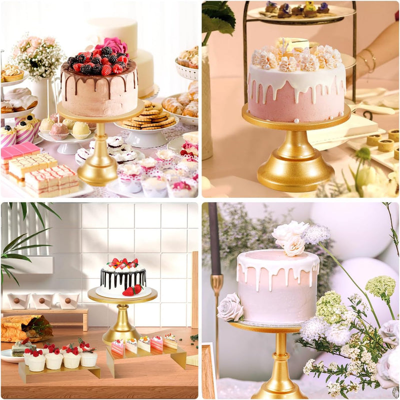 6PCS Cake Stand Set, Gold Metal Cake Stands for Party, Dessert Table Display Set, 3 Size round Cake Pedestal Stand with Cupcake Risers Stands, Dessert Cake Holders for Weddings, Birthday, Baby Shower