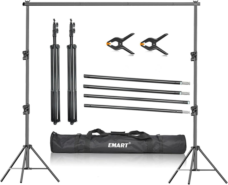 EMART Photo Video Studio Backdrop Stand, 10(H) X 12(W) Ft Heavy Duty Adjustable Photography Muslin Background Support System Kit