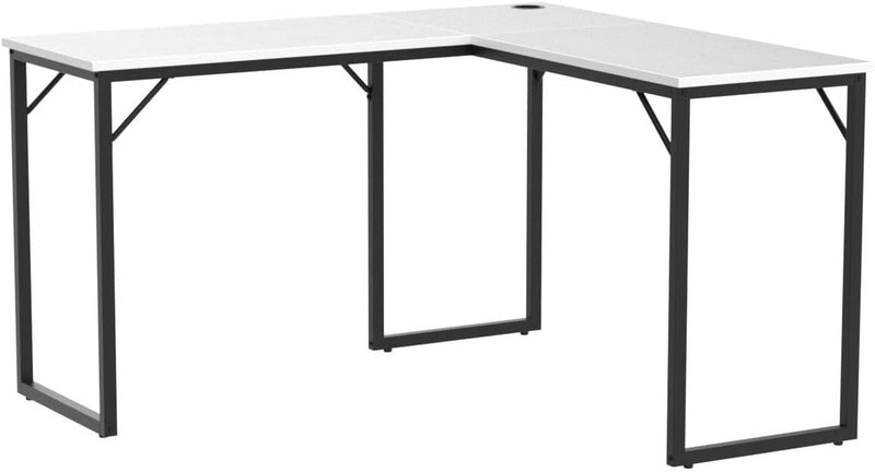 Cubicubi L Shaped Desk, 50.4 Inch Computer Corner Desk, Modern Home Office Study Writing Workstation, Space-Saving, Easy to Assemble, White