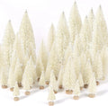 30Pcs Mini Christmas Trees Artificial Christmas Tree Bottle Brush Trees with Wooden Base for Christmas Decor Christmas Party Home Table Craft Decorations(Green+Silver+White)