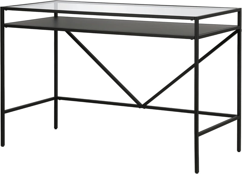 Baird Rectangular 46'' Wide Desk with Metal Shelf in Blackened Bronze