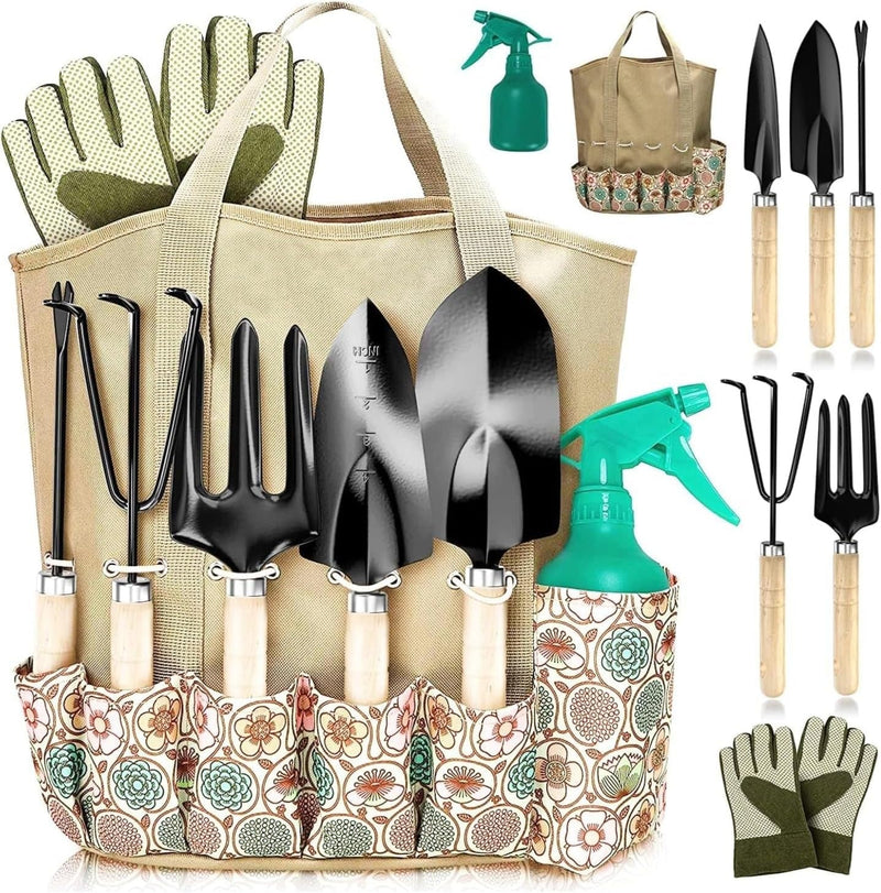 Gardening Tools for Women Stainless Steel Gardening Tools - Gardening Kit Garden Tools for Women Includes Shovel Trowel Fork Rake Gardening Gloves Perfect Gardening Gifts