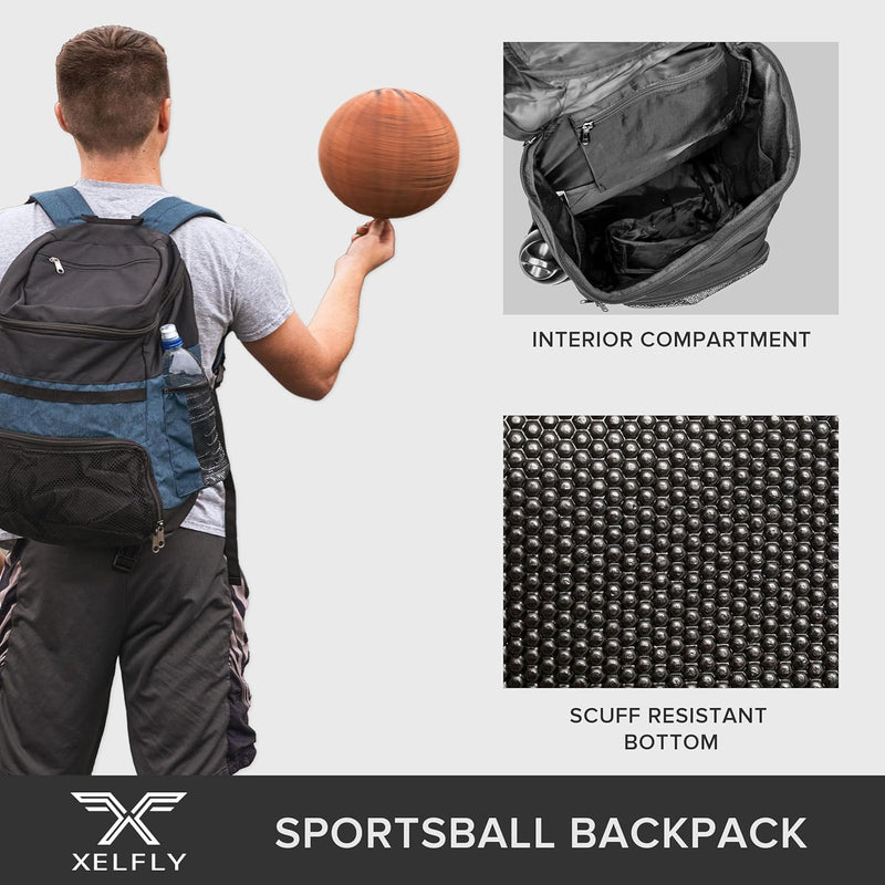 25L Basketball Backpack with Ball Compartment - for Sports Equipment, Gym, Travel