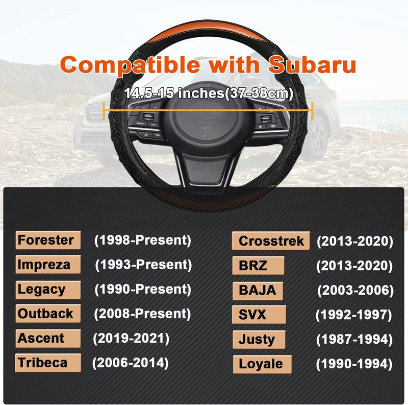 GIANT PANDA Steering Wheel Cover for Subaru Forester, Car Steering Wheel Cover for Subaru Outback and Crosstrek - Orange