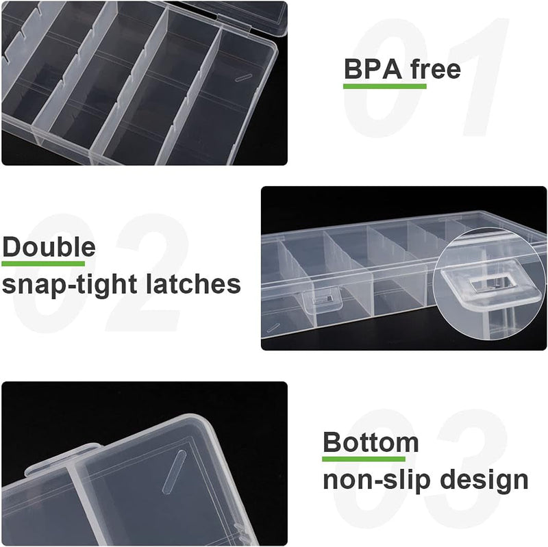 Clear Visible Plastic Storage Box Cosmetic Tools Storage Box Makeup Tools Fishing Tackle Accessory Box Organizer Jewelry Screws Hardware Accessories Organizer Box (2Pack)