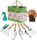 Outils de jardinage de 9 pièces | Outils de jardinage à main robustes en acier inoxydable avec un sac de rangement délicat et durable et des gants en caoutchouc antidérapants | Les outils de jardinage sont des cadeaux de jardinage idéaux pour les femmes