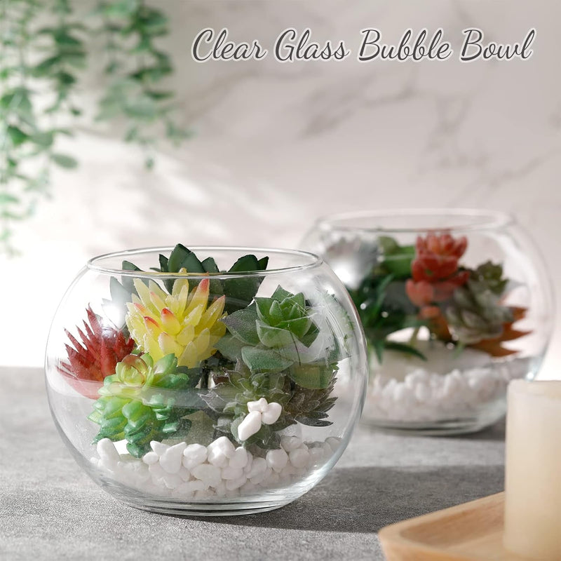 Clear Bowl Glass Vase Glass Bubble Bowl Glass round Vase Clear Bubble Planter Terrarium Fish Bowl Fish Bowl Vase for Wedding Event Home Decor Flowers Fish (6 Pcs, 4.5 X 3.7 X 5.9 Inch)